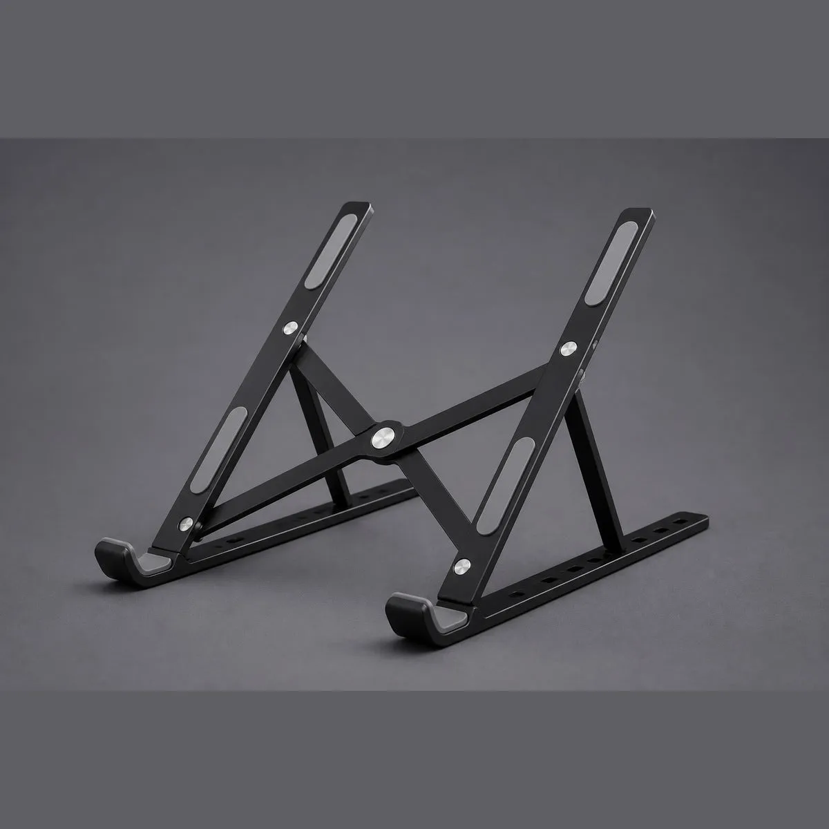 Folding Laptop Stand, matte black, on graphite