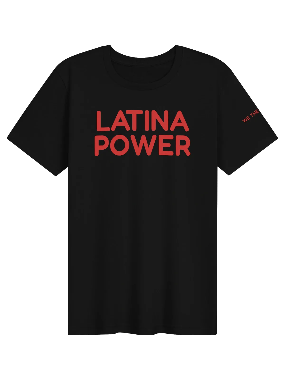 Black tee printed with Latina Power in red
